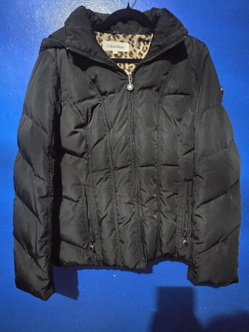 Preowned Calvin Klein Womens Black Winter Coat Size Medium